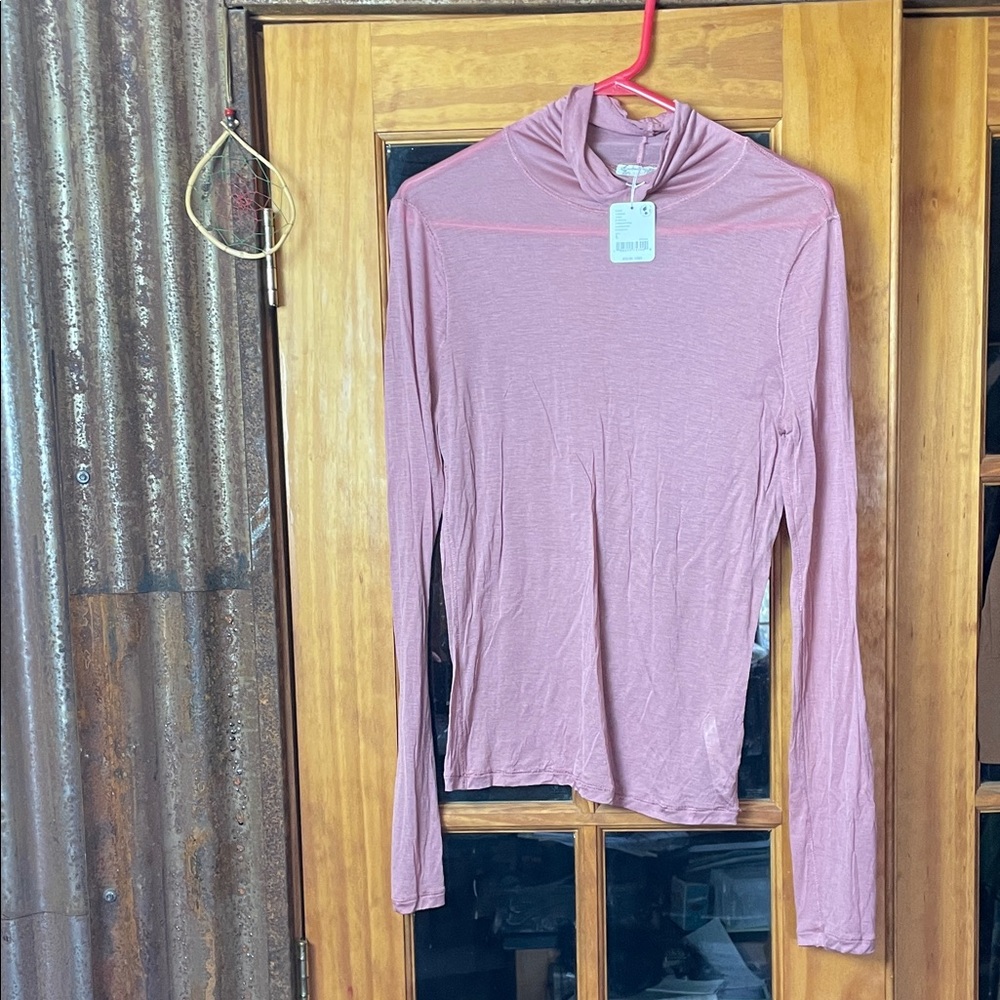 INTIMATELY FREE PEOPLE Rose Long Sleeve See-through Layering Top, Size L
